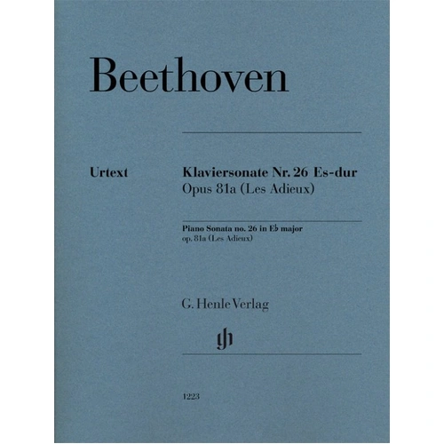 Beethoven Piano Sonata No. 26 E Flat Op. 81A Les Adieux G. Henle Verlag 38 Pages
