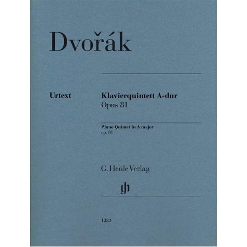 Dvorak Piano Quintet in A Major Op. 81 - Henle Urtext Edition, 153 Pages, Cello, Piano, Viola