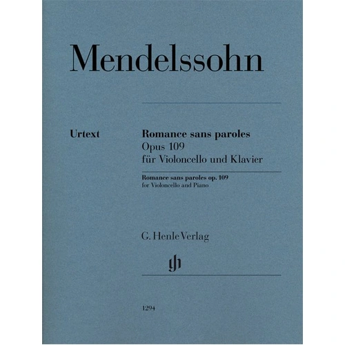 Romance Sans Paroles Op. 109 for Cello by Mendelssohn - G. Henle Verlag Edition, 17 Pages