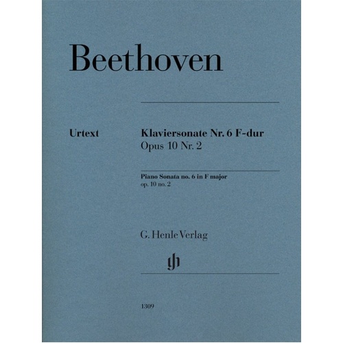 Beethoven Piano Sonata No. 6 F Major Op. 10 No. 2 - G. Henle Verlag - 16 Pages - Piano Solo
