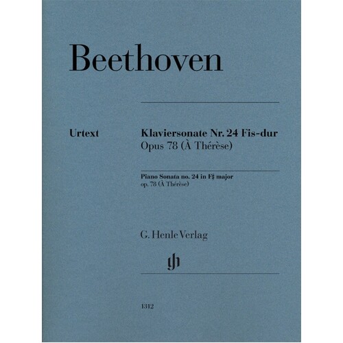 Beethoven - Sonata No 24 F Sharp Op 78 Piano (Softcover Book)