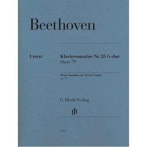 Beethoven Piano Sonatina No. 25 G Major Op. 79 Urtext Edition for Piano Solo, 20 Pages