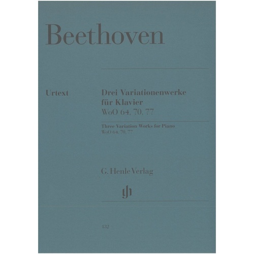 Beethoven Variations WoO 70, 64, 77 Urtext Edition for Piano Solo, Edited by Herzog & Platen, G. Henle Verlag, 18 Pages