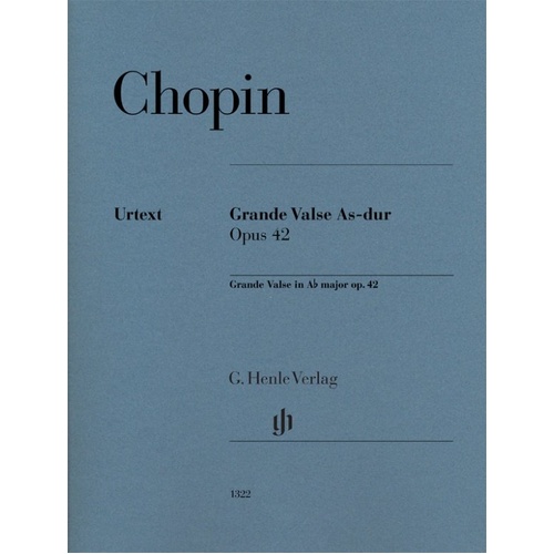Chopin Grand Waltz in A Flat Major Op. 42 for Piano Solo, 12 Pages, Published by G. Henle Verlag
