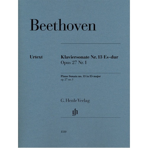 Beethoven Piano Sonata No. 13 in E flat Op. 27 No. 1, G. Henle Verlag Edition, 27 Pages, Fingering & Interpretation by Murray Perahia