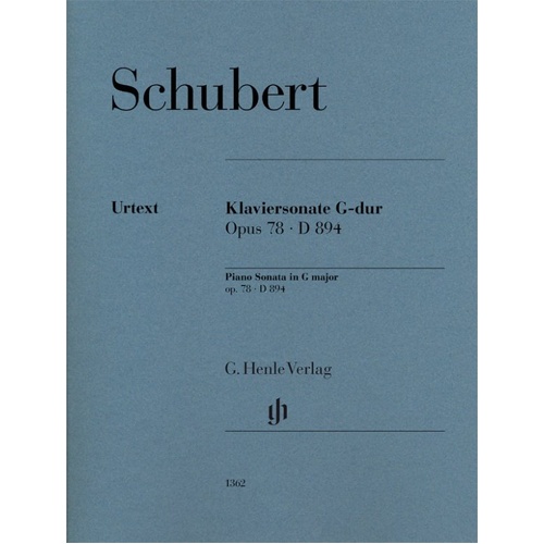 Schubert - Sonata in G Major Op. 78 D 894 for Piano Solo, Urtext Edition by G. Henle Verlag, 39 Pages
