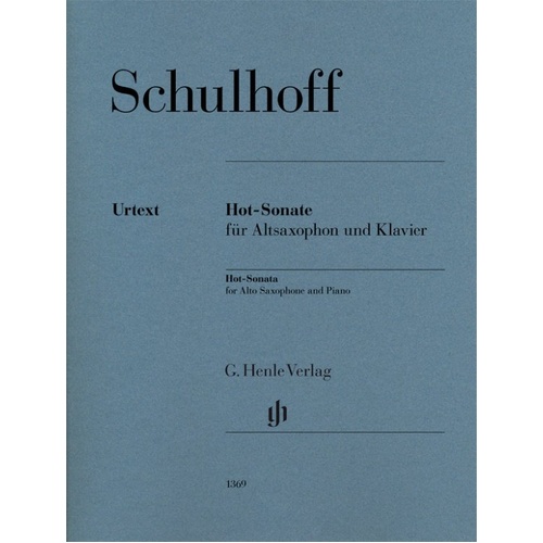 Schulhoff Hot Sonata for Alto Saxophone and Piano Urtext Edition