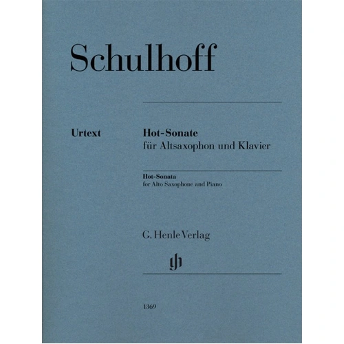 Schulhoff Hot Sonata for Alto Saxophone and Piano, Urtext Edition, 45 Pages, G. Henle Verlag