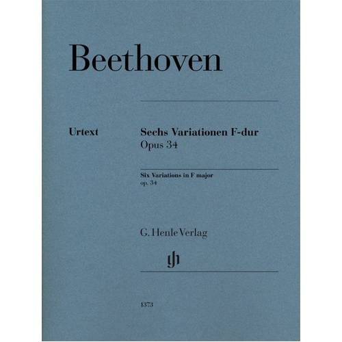 Beethoven - Six Variations in F Major Op. 34 for Piano, Urtext Edition by G. Henle Verlag, 19 Pages
