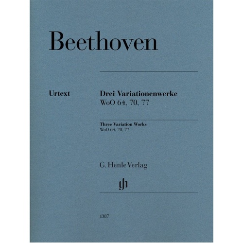 Beethoven - 3 Variations WoO 70, 64, 77 for Piano, Henle Urtext Edition, 27 Pages