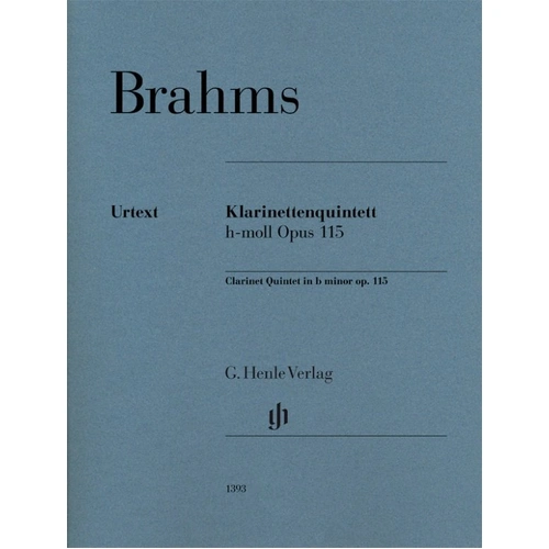 Brahms Clarinet Quintet in B Minor Op. 115 Urtext Edition Parts with Alternate Viola Part, G. Henle Verlag, 80 Pages