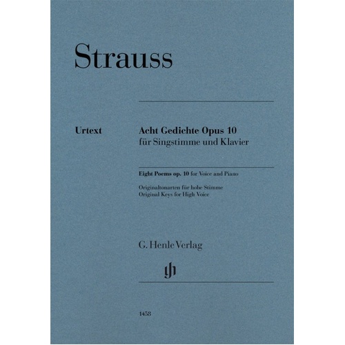 Strauss - Eight Poems Op. 10 for High Voice and Piano