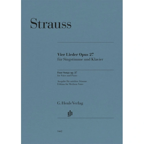 Strauss - Four Songs Op. 27 for Medium Voice/Piano, Henle Urtext Edition