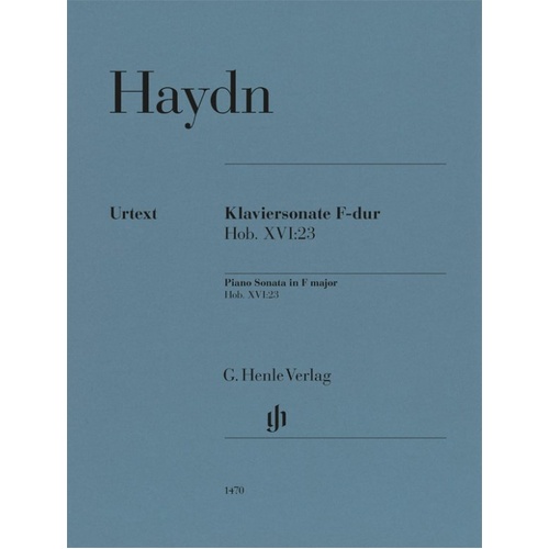 Haydn Piano Sonata F Major Hob XVI:23 Urtext Edition by G. Henle Verlag, 15 pages