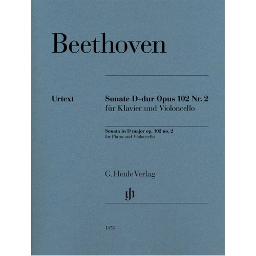 Beethoven Sonata in D Major Op. 102 No. 2 for Cello and Piano, Urtext Edition by Jens Dufner, 50 Pages, G. Henle Verlag