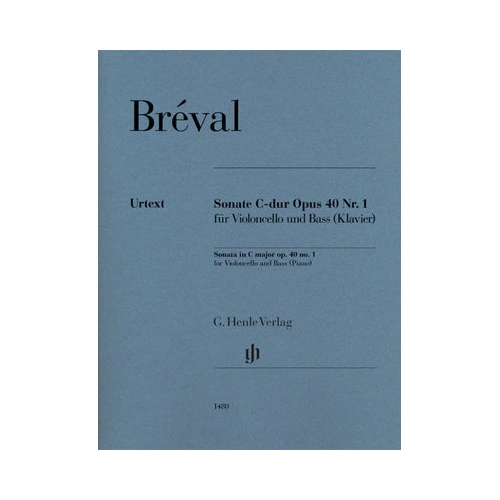 Bréval Sonata in C Major Op. 40 No. 1 for Cello & Piano Sheet Music