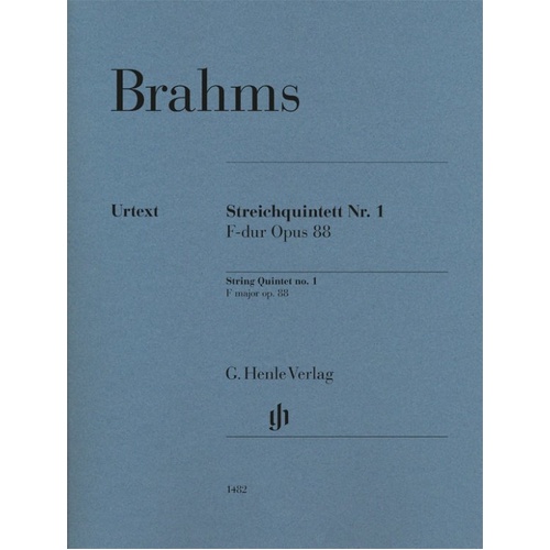 Brahms String Quintet No 1 F Major Op 88 Set of Parts - Urtext Edition by G. Henle Verlag, 62 Pages, Cello, Chamber Music
