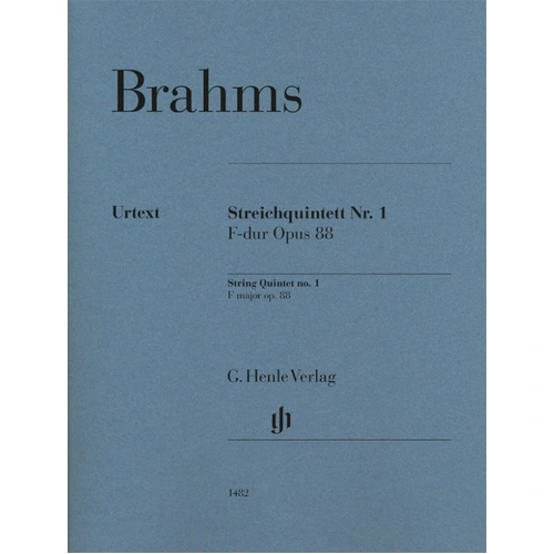 Brahms String Quintet No 1 F Major Op 88 Set of Parts by G. Henle Verlag, Urtext Edition, 62 Pages, Cello