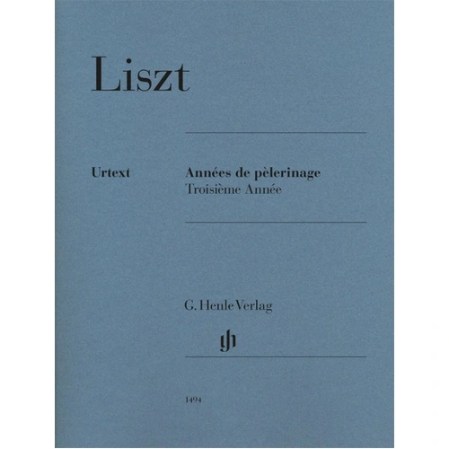 Liszt - Annees de Pelerinage Book 3 Urtext Edition for Piano, 72 Pages, G. Henle Verlag