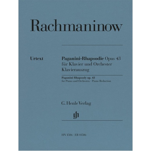 Rachmaninoff Rhapsody on a Theme of Paganini Op. 43 for 2 Pianos 4 Hands, Edited by Heiko Stralendorff, Publisher: G. Henle Verlag, 82 Pages