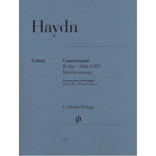 Concertante Hob 1 No 105 B Flat Oboe Bassoon Violin Vc Pn (Set Of Parts) Book