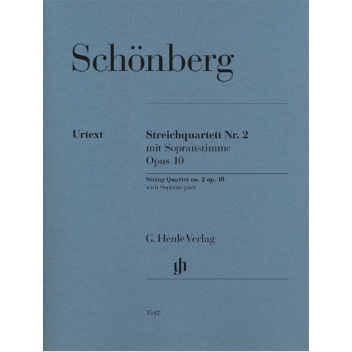 Schoenberg String Quartet No. 2 Op. 10 with Soprano Part, Henle Urtext Edition, 147 Pages, Viola and Cello
