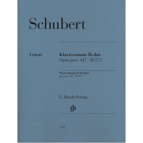 Schubert Piano Sonata B Major Op. Post 147 D 575 Urtext Edition