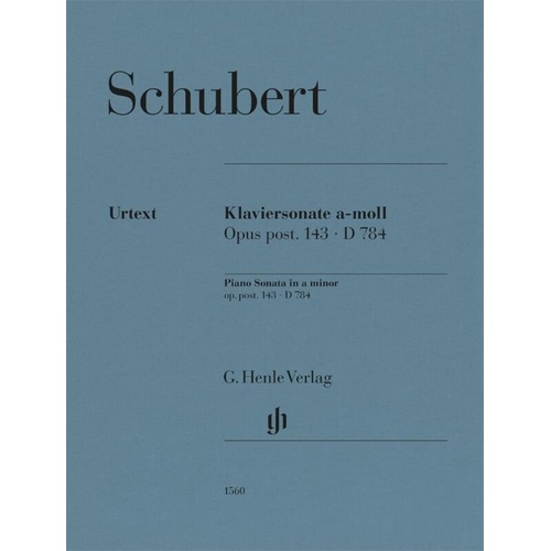 Piano Sonata in A Minor Op. Post 143 D 784 by Franz Schubert for Piano Solo, 23 Pages, G. Henle Verlag