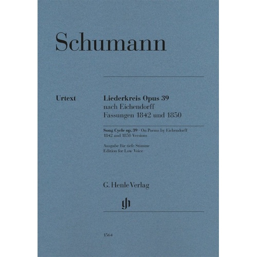 Schumann - Liederkreis Op. 39 for Low Voice/Piano, Urtext Edition, G. Henle Verlag, 103 Pages
