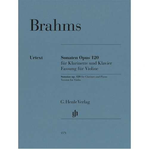 Brahms Clarinet Sonatas Op. 120 for Violin/Piano - Henle Urtext Edition, 67 Pages