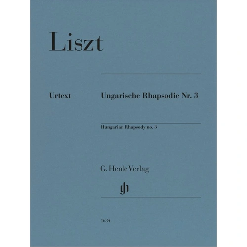 Hungarian Rhapsody No. 3 for Piano Urtext Edition by Franz Liszt, G. Henle Verlag, 18 Pages, Piano Solo