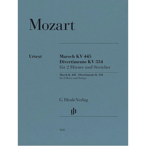 March K 445 and Divertimento K 334 for Horns and Strings by Mozart, G. Henle Verlag, 113 Pages