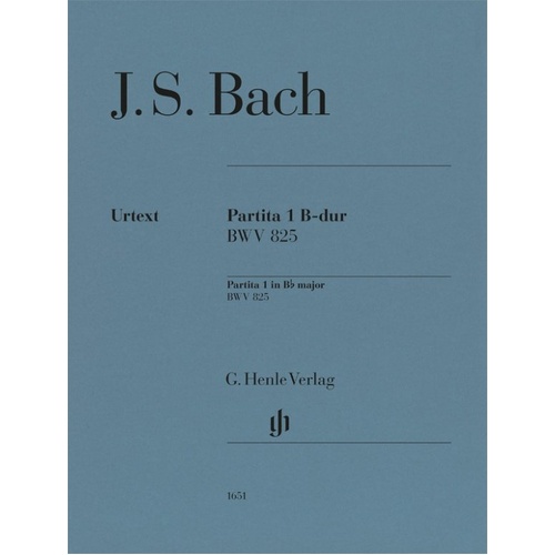 Bach - Partita No. 1 B Flat Major BWV 825 Urtext Edition for Piano, G. Henle Verlag, 23 Pages