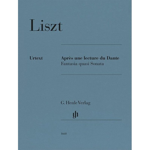 Liszt - Apres une Lecture du Dante Fantasia Quasi Sonata for Piano Solo, G. Henle Verlag, 36 Pages