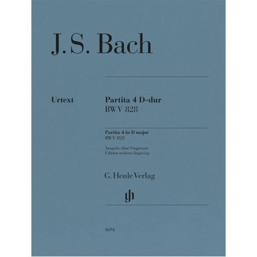 Bach Partita No. 4 in D Major BWV 828 Piano Solo Edition by G. Henle Verlag
