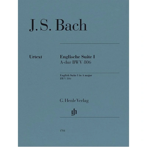 Bach - English Suite No 1 A Major BWV 806 for Piano Solo, 27 Pages, G. Henle Verlag Edition