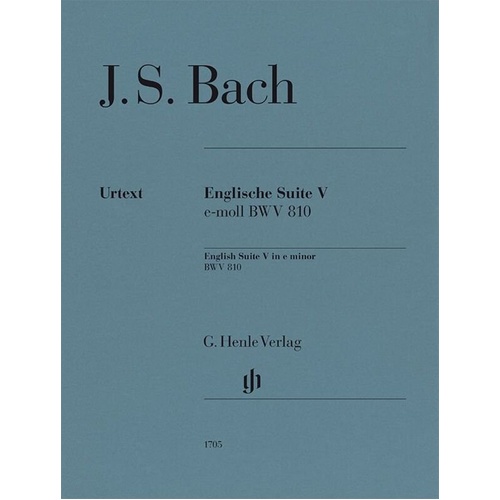 Bach - English Suite No 5 E Minor BWV 810 for Piano Solo, 27 Pages, G. Henle Verlag