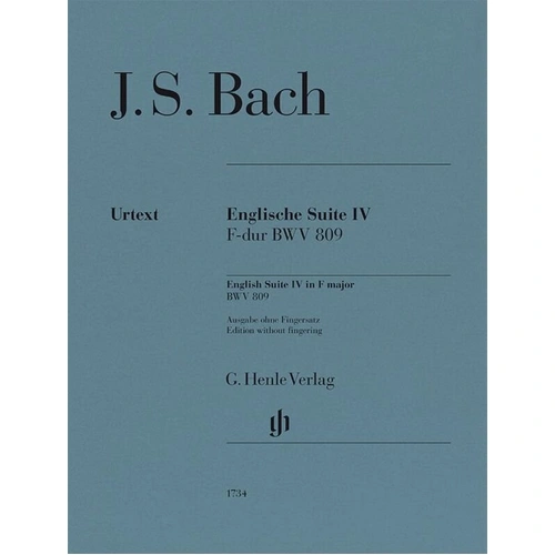 Bach English Suite No 4 F Major BWV 809 Piano Solo Edition by G. Henle Verlag
