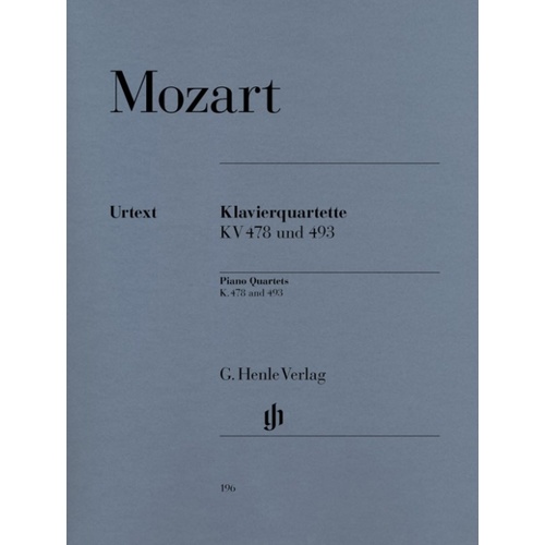 Piano Quartets K478 K493 Violin Viola Vc Piano (Set Of Parts) Book