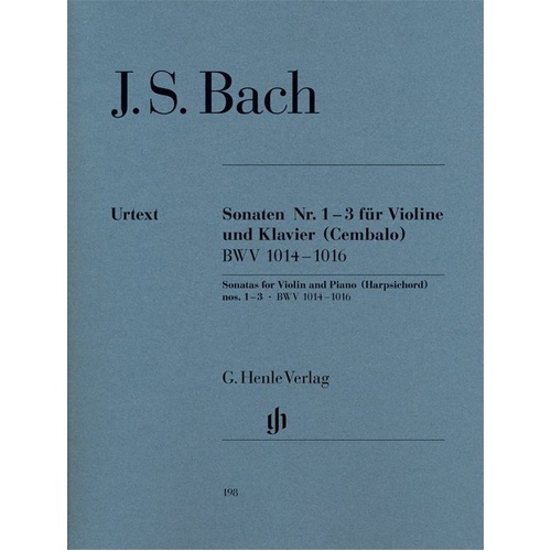 Bach - Sonatas for Violin/Piano Vol 1 Nos 1-3 BWV 1014-1016 Urtext Edition by G. Henle Verlag