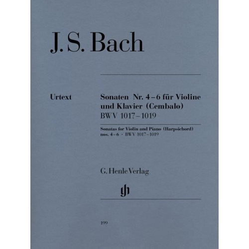Bach Sonatas for Violin and Piano, Book 2, Urtext Edition, BWV 1017-1019, G. Henle Verlag, 128 Pages
