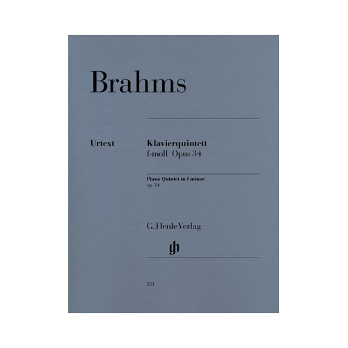 Brahms Piano Quintet Op. 34 in F Minor - Chamber Sheet Music Parts Henle HN251