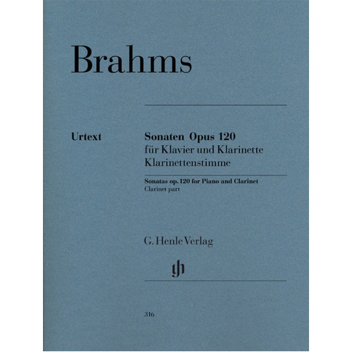 Brahms Clarinet Sonata Op. 120 Nos. 1 & 2 Clarinet Part Henle HN316
