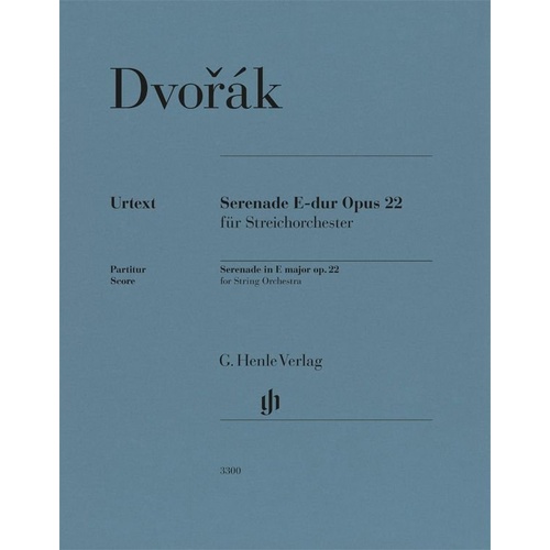Dvorak Serenade in E Major Op. 22 Full Score for String Orchestra by G. Henle Verlag, 70 Pages