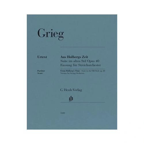 Grieg - From Holberg's Time Op. 40 for String Orchestra Full Score 28 Pages