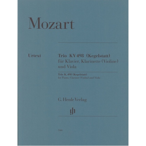 Mozart Trio E Flat Major K 498 Kegelstatt for Clarinet, Piano, Viola - 28 Pages