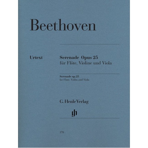 Beethoven Serenade Op. 25 in D Major (Revised Ed) for Flute, Viola, Violin - G. Henle Verlag, 36 Pages