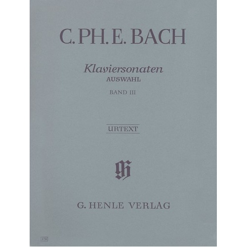 C.P.E. Bach - Selected Sonatas Vol. 3 Urtext for Piano Solo, 116 Pages, G. Henle Verlag
