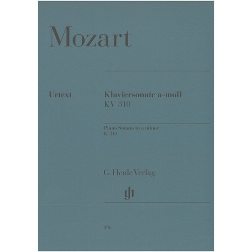 Mozart Piano Sonata No. 7 in A Minor K. 310 Urtext Edition by Ernst Herttrich, 24 Pages, G. Henle Verlag