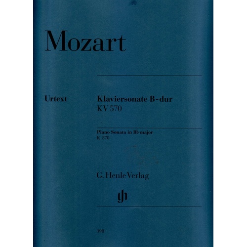 Mozart Piano Sonata B Flat Major K 570 Urtext Edition